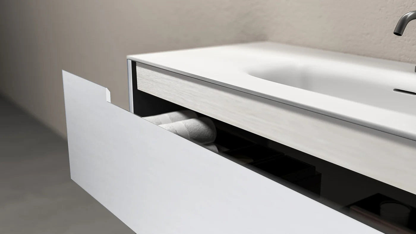 48'' Vanity on Legs 2 Drawers Matte White