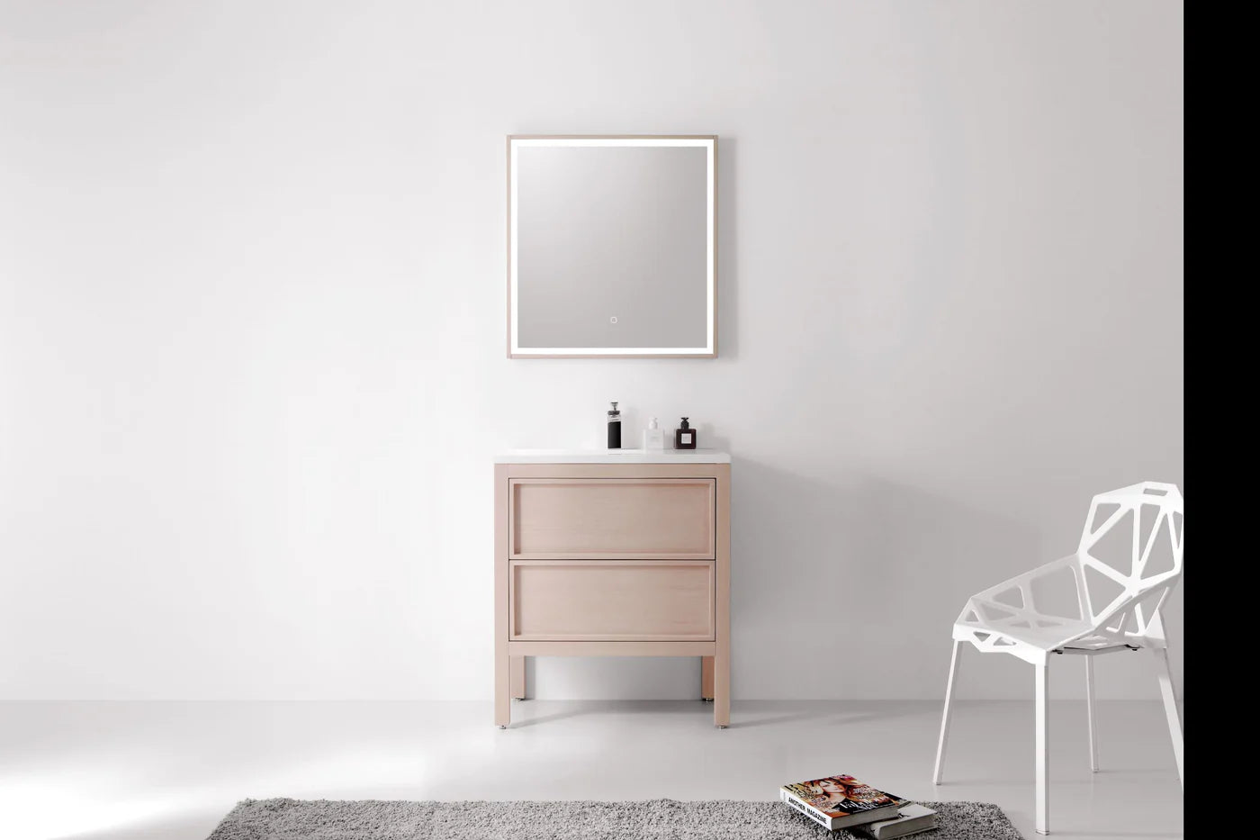 30'' Vanity on Legs 2 Drawers "Shaker" Bleached Oak