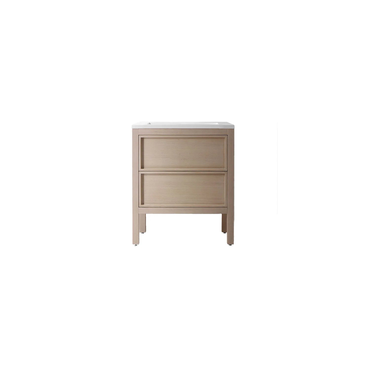 30'' Vanity on Legs 2 Drawers "Shaker" Bleached Oak