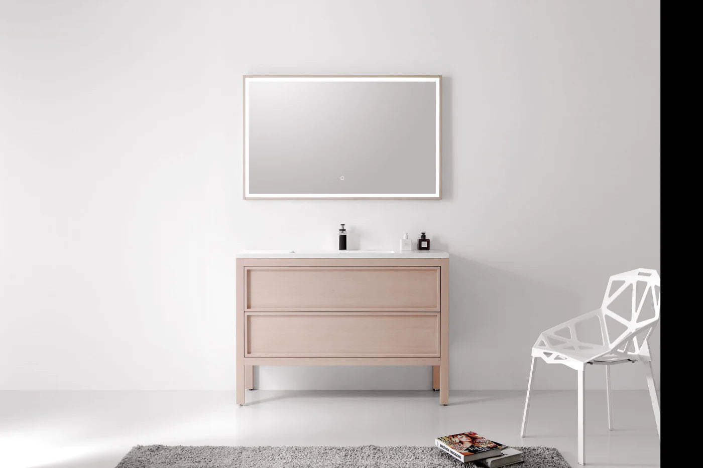 48'' Vanity on Legs 2 Drawers "Shaker" Bleached Oak