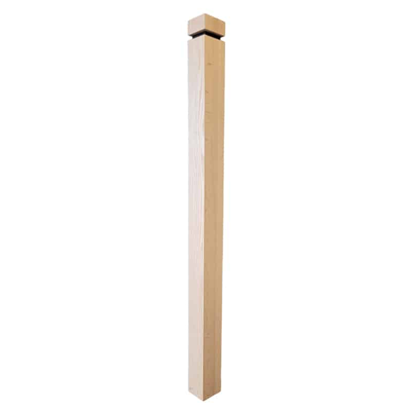 PLAIN NEWEL POST – SOLID SQUARE – WITH MODERN CAP AND STAINLESS STEEL SLEEVE