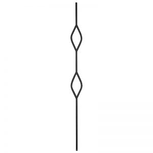 SPINDLE DOUBLE DIAMOND SATIN BLACK 44"-1/2"SQ