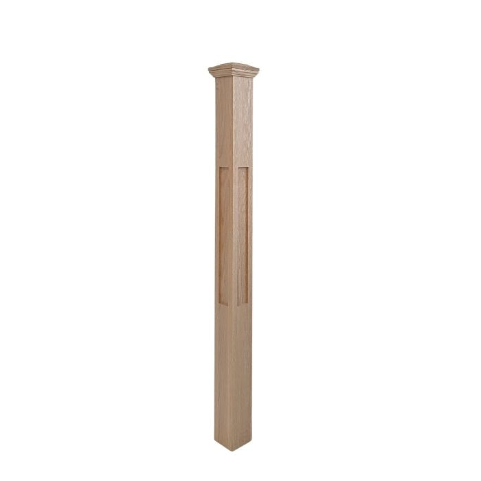 RED OAK SHAKER NEWEL POST – WITH CAP -  3 1/2"x48"