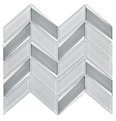 Envision Chevron White Silver Glass Mosaic