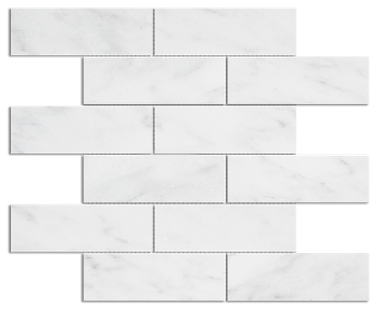 Carrara 2"x6" Brick Polished Marble Mosaic