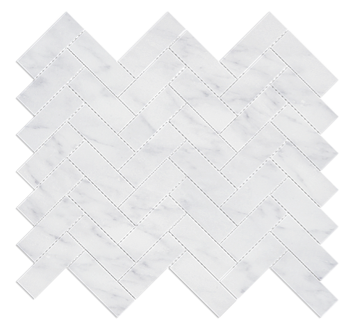 Carrara 1"x3" Herringbone Polished Marble Mosaic